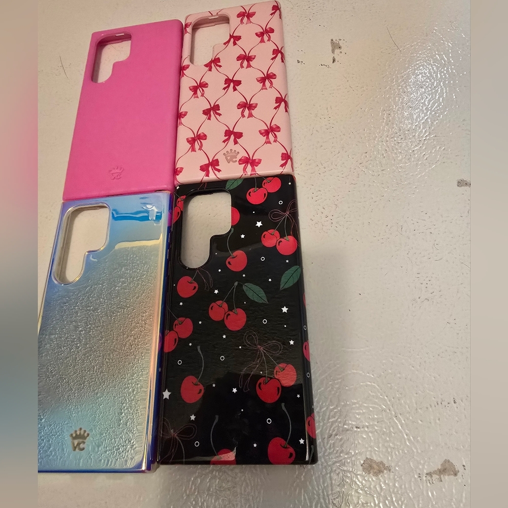 Cherry Blossom Phone Case Set - Pink, Black, and Multicolor